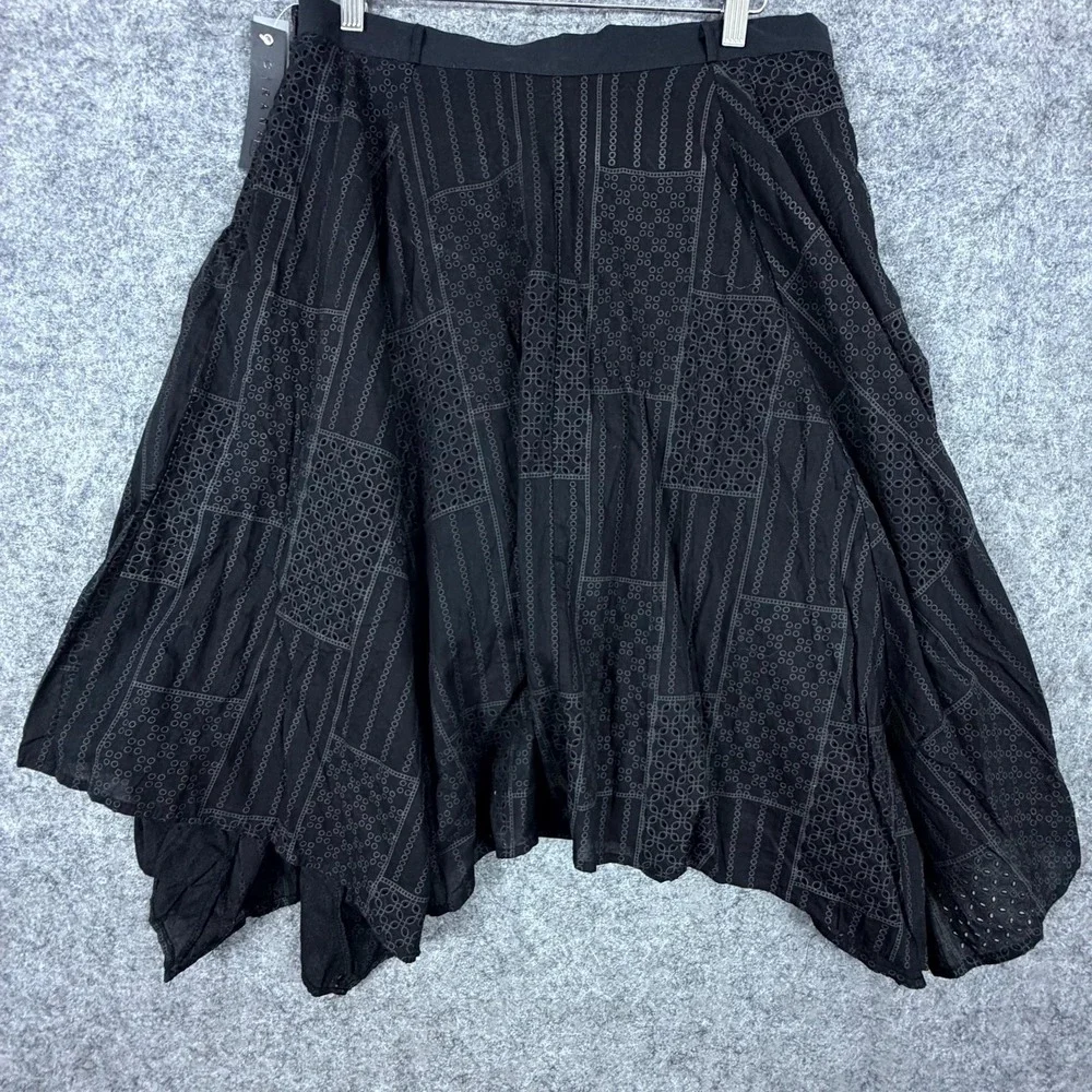 Cirana Skirt Womens Large Black Boho Goth Witchy Asymmetrical Hem Patchwork